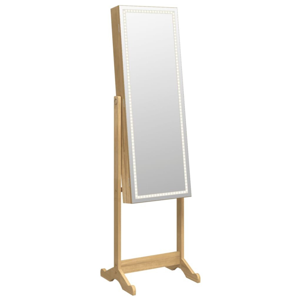 (brown) vidaXL Mirror Jewellery Cabinet Armoire with LED Lights Free Standing Mirror