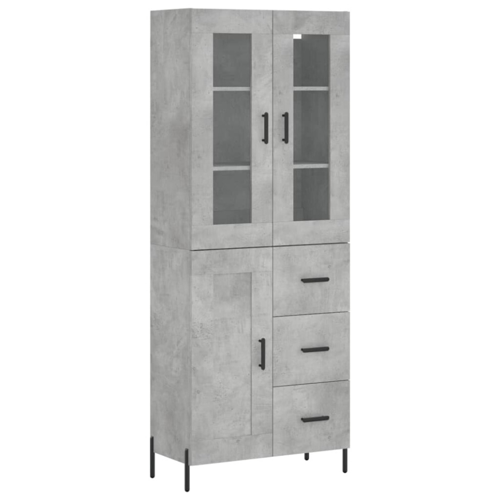 vidaXL Highboard Sideboard Cupboard Side Cabinet Concrete Grey Engineered Wood