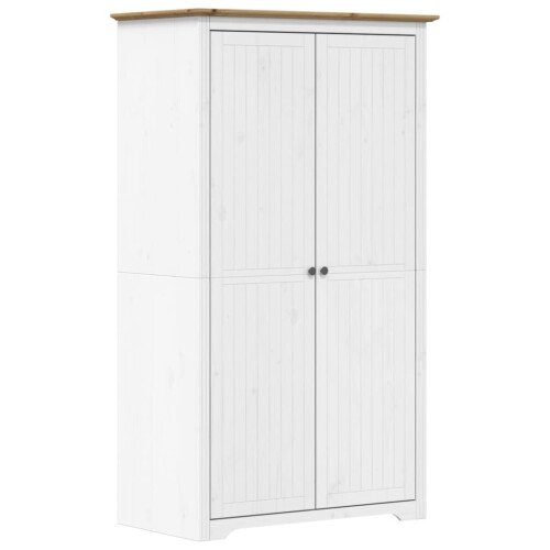 VidaXL vidaXL Wardrobe Closet Clothes Storage BODO White and Brown Solid Wood Pine
