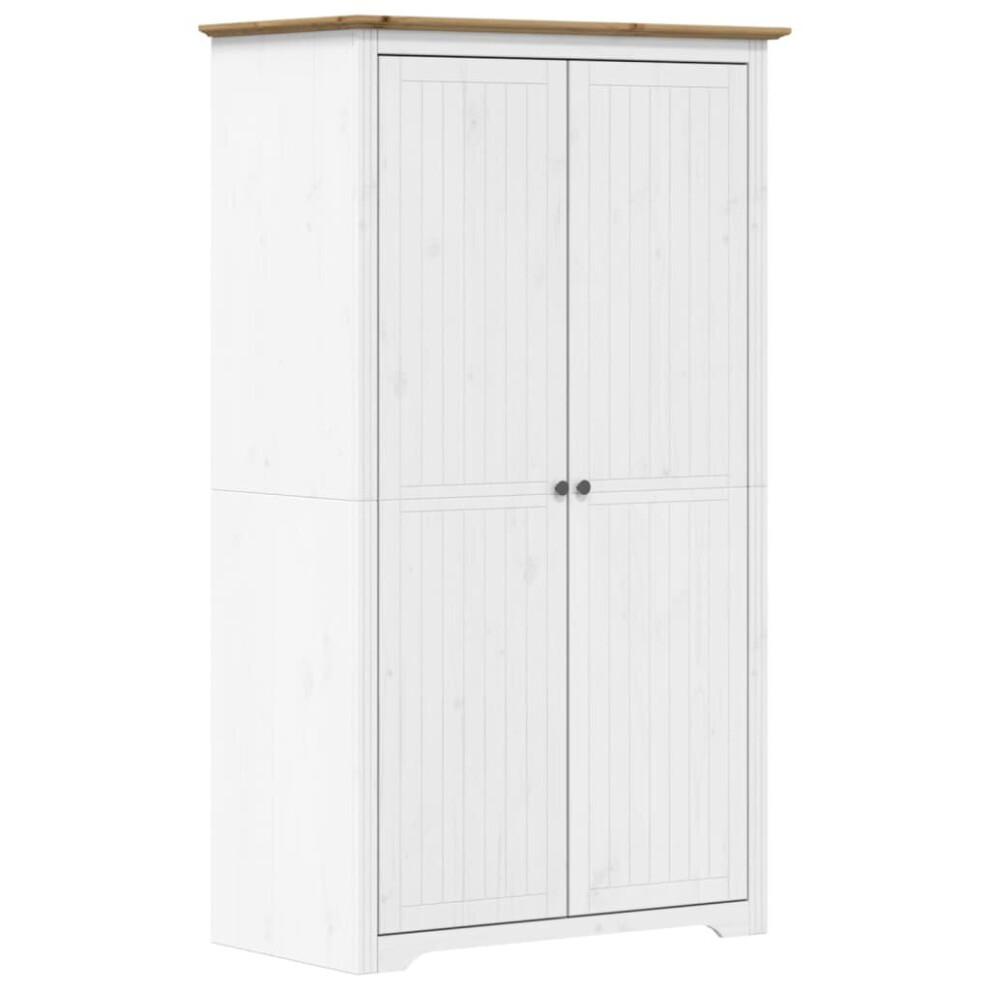 vidaXL Wardrobe Closet Clothes Storage BODO White and Brown Solid Wood Pine