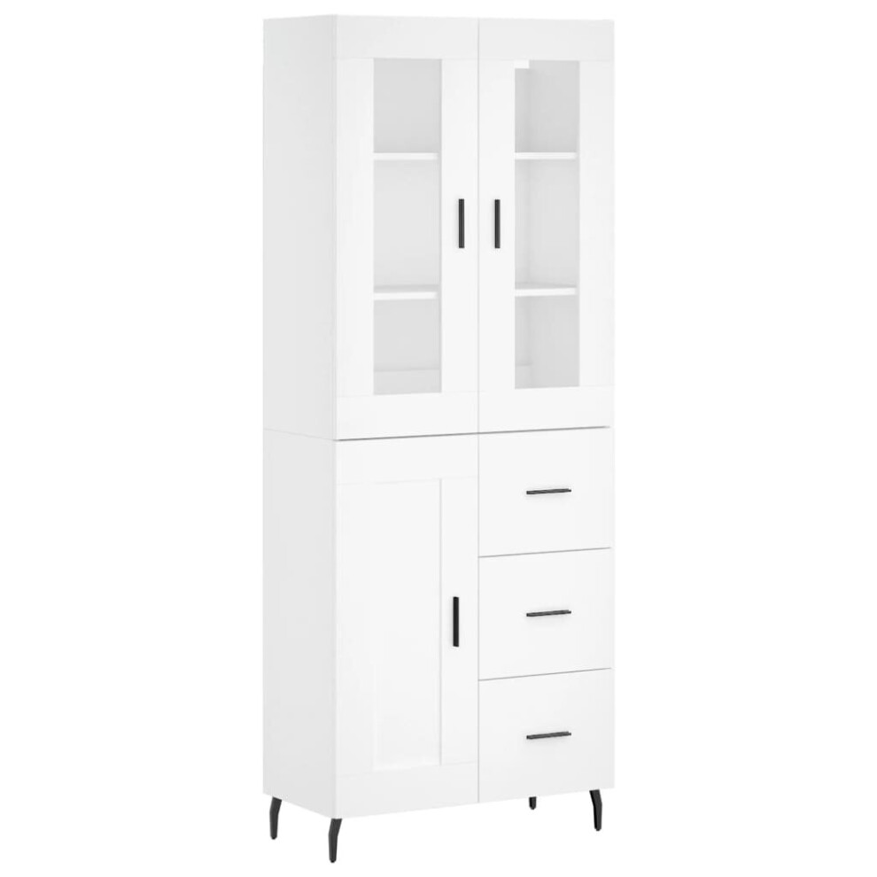 Vidaxl Highboard Sideboard Cupboard Storage Cabinet White Engineered Wood