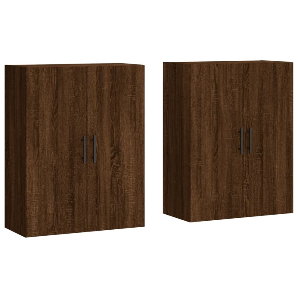 vidaXL Wall Mounted Cabinets Storage Cabinet Display Cabinet 2 pcs Brown Oak