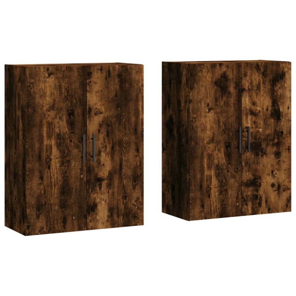 Vidaxl Wall Mounted Cabinets Storage Cabinet Display Cabinet 2 Pcs Smoked Oak