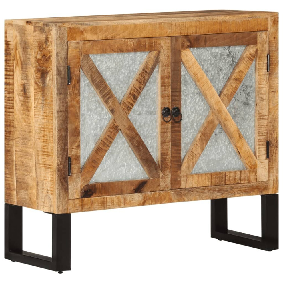 Vidaxl Sideboard Storage Cabinet Cupboard Solid Rough Wood Mango And Metal