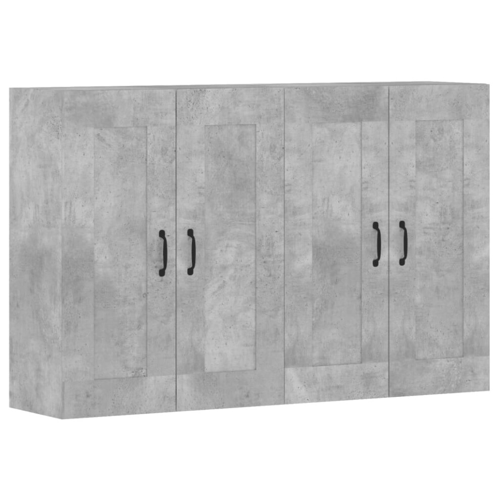 vidaXL Wall Mounted Cabinets Side Cabinet 2 pcs Concrete Grey Engineered Wood