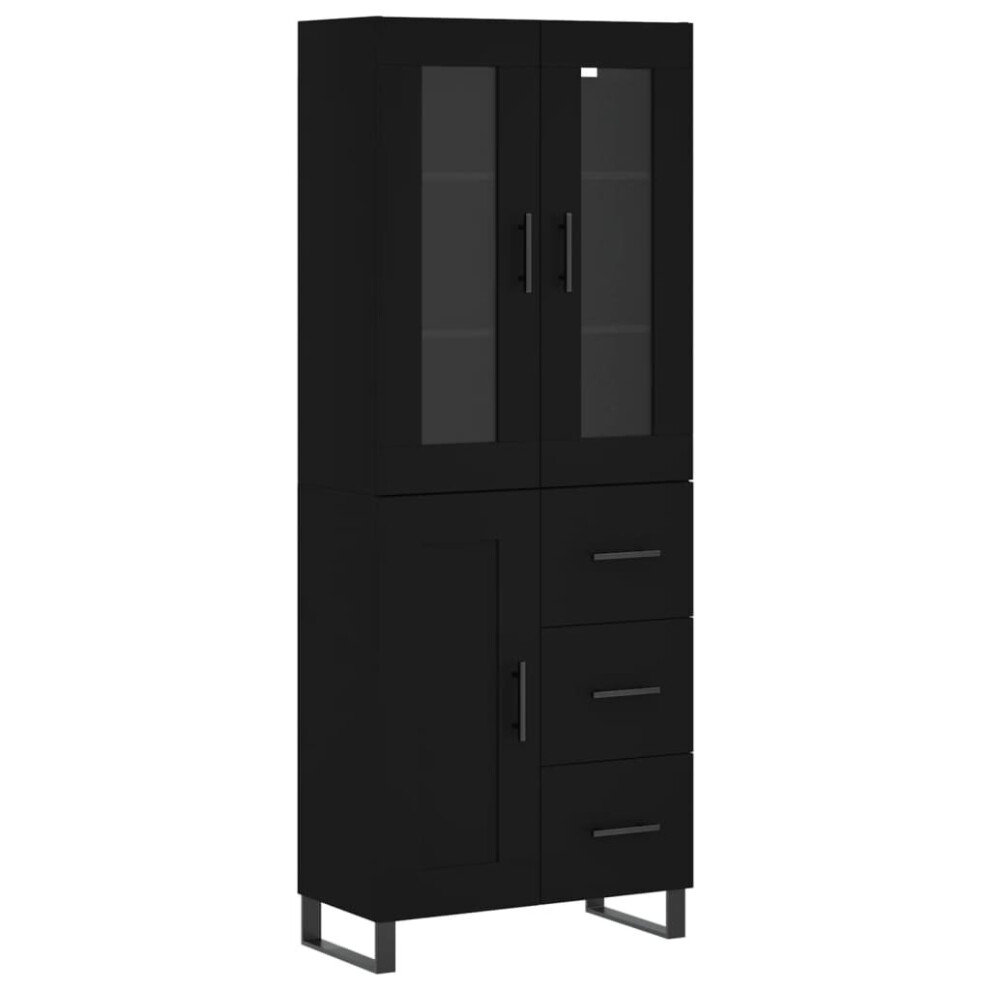 vidaXL Highboard Sideboard Cupboard Storage Cabinet Black Engineered Wood