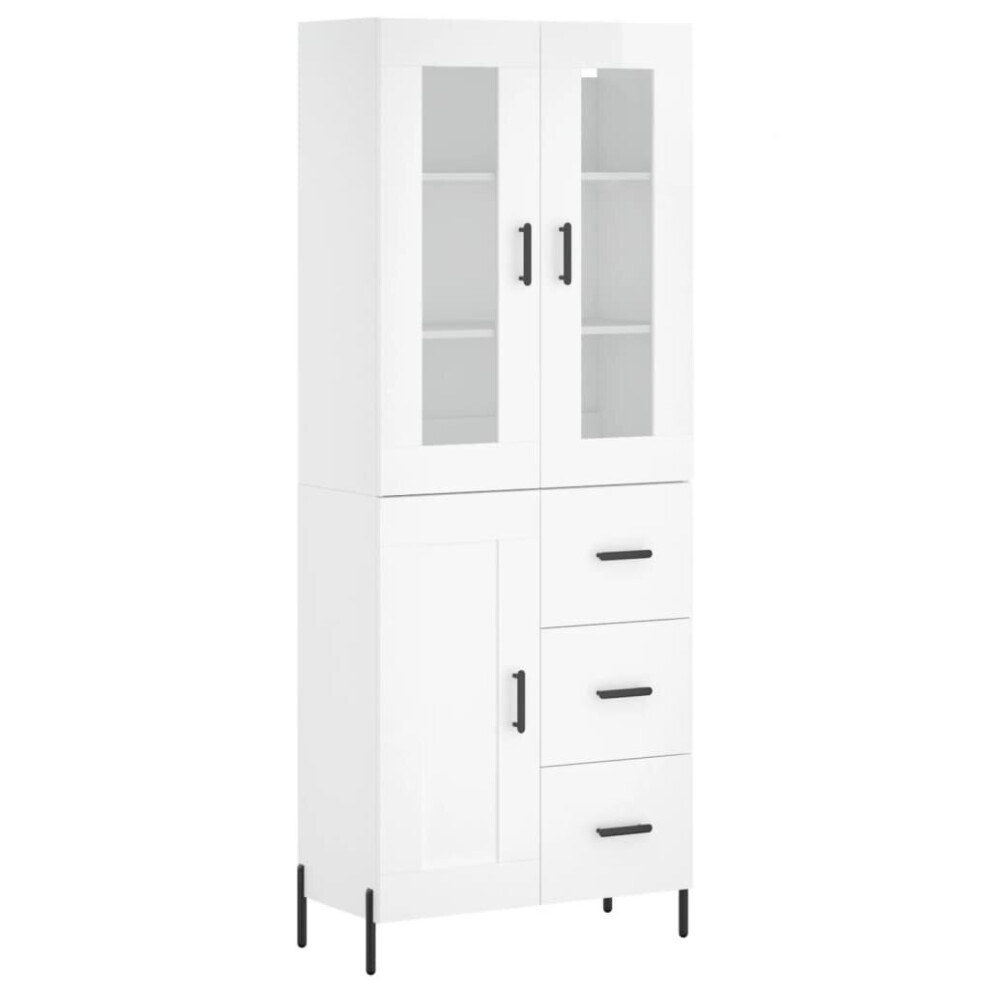 vidaXL Highboard Sideboard Cupboard Cabinet High Gloss White Engineered Wood