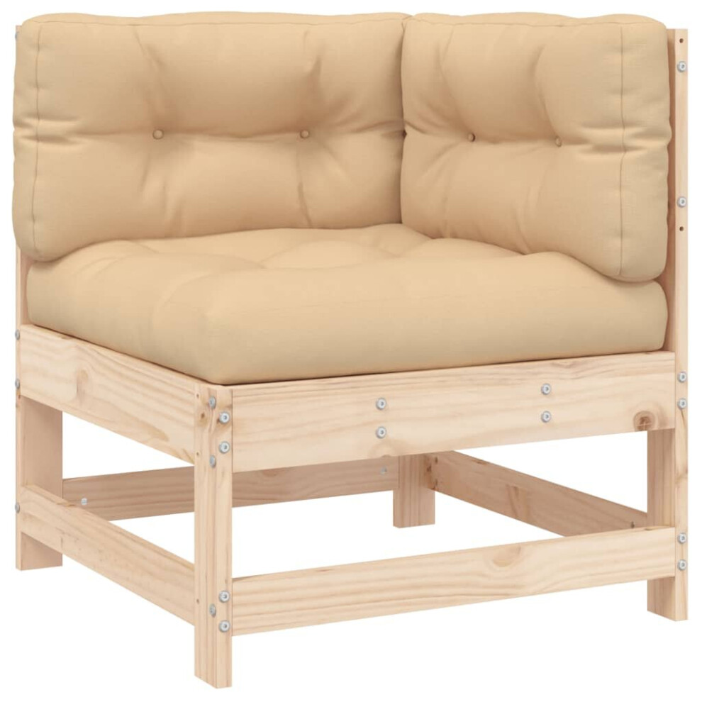 vidaXL Corner Sofa Outdoor Sectional Sofa Couch with Cushions Solid Wood Pine