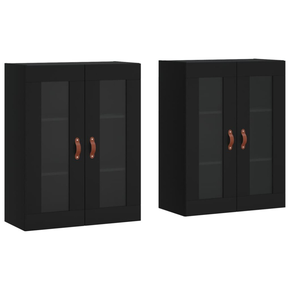 vidaXL Wall Mounted Cabinets Bathroom Cabinet 2 pcs Black Engineered Wood