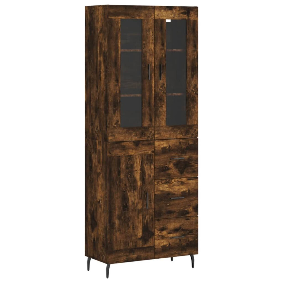 Vidaxl Highboard Sideboard Cupboard Storage Cabinet Smoked Oak Engineered Wood