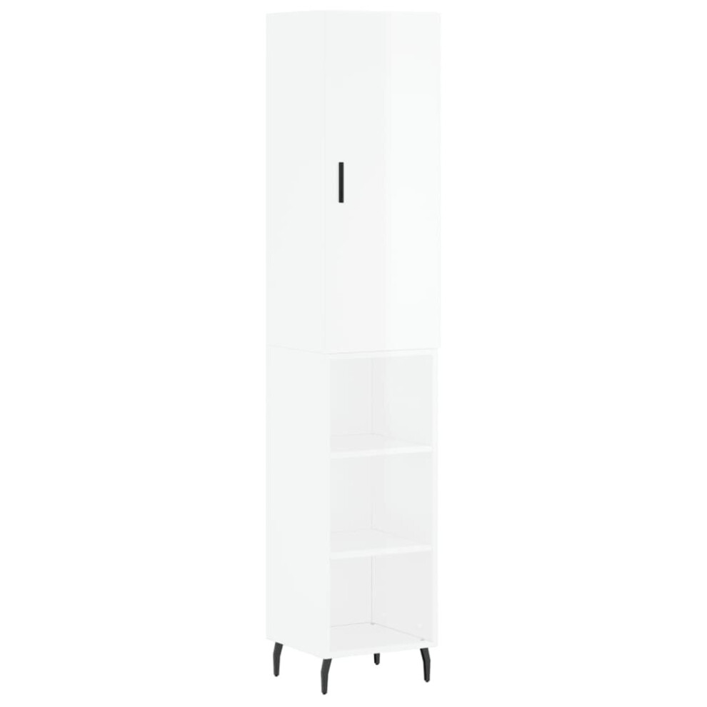 vidaXL Highboard Sideboard Storage Cabinet High Gloss White Engineered Wood