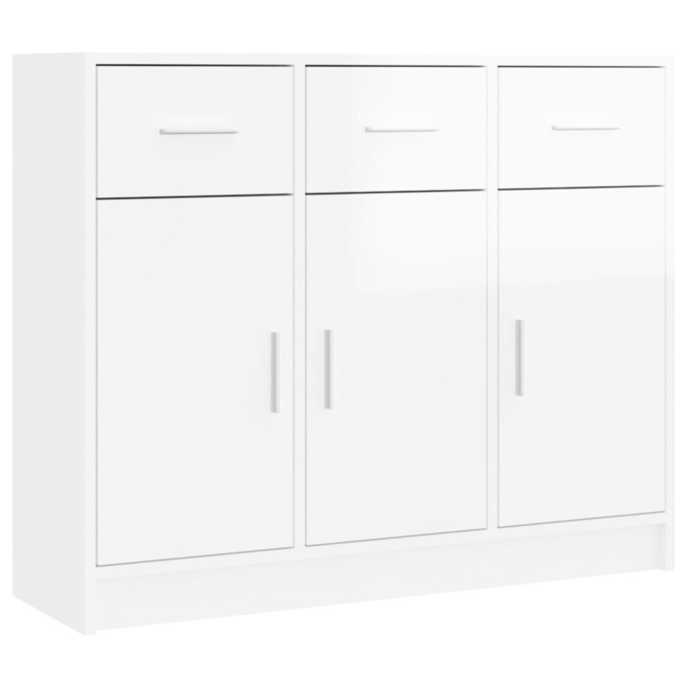 vidaXL Sideboard Storage Cabinet Cupboard High Gloss White Engineered Wood