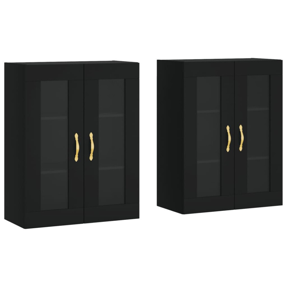 vidaXL Wall Mounted Cabinets Bathroom Cabinet 2 pcs Black Engineered Wood