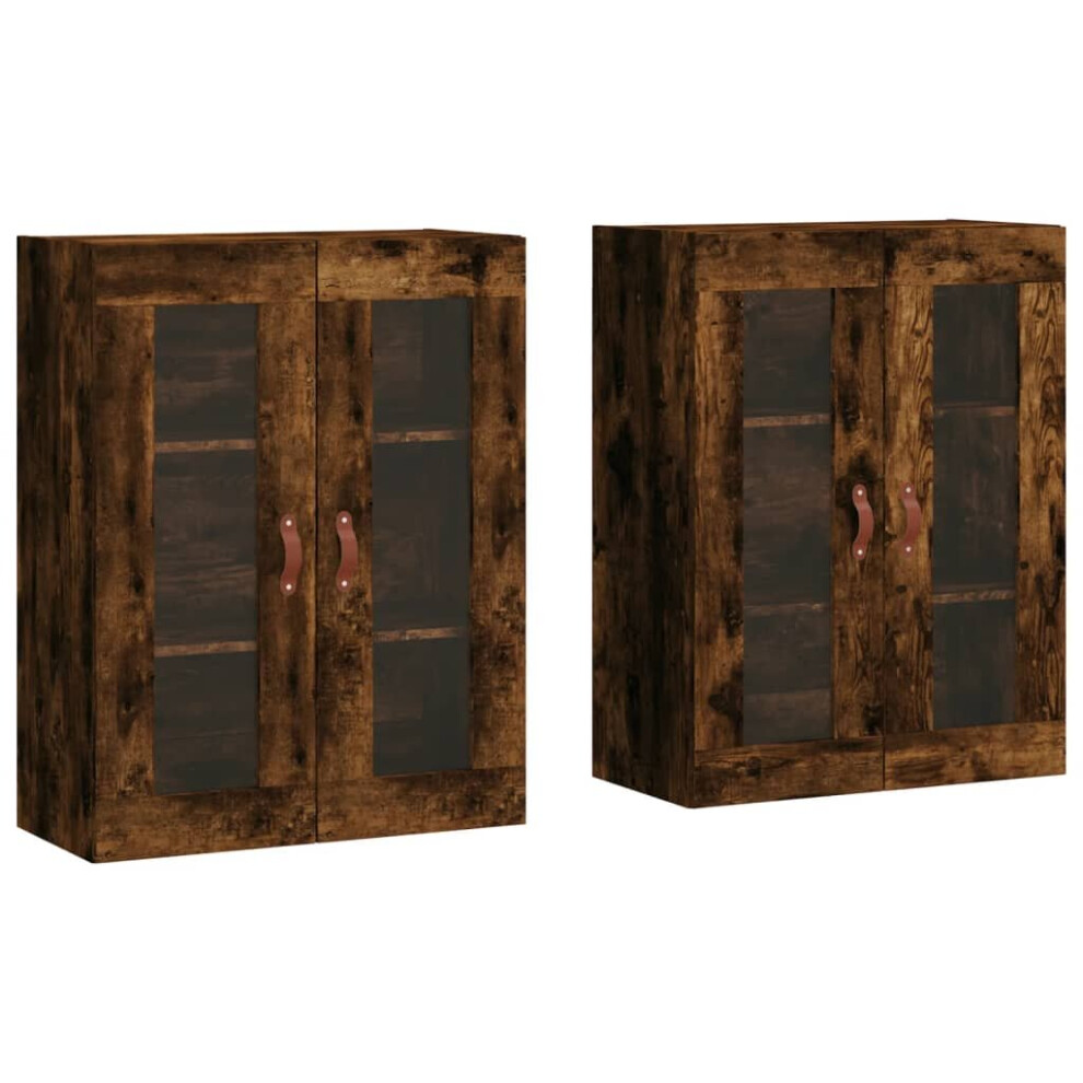 vidaXL Wall Mounted Cabinets Bathroom Cabinet 2 Pcs Smoked Oak Engineered Wood