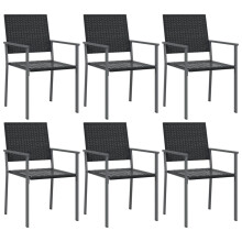 (6 pcs) vidaXL Garden Chairs Outdoor Dining Chair Wicker Chairs Black Poly Rattan