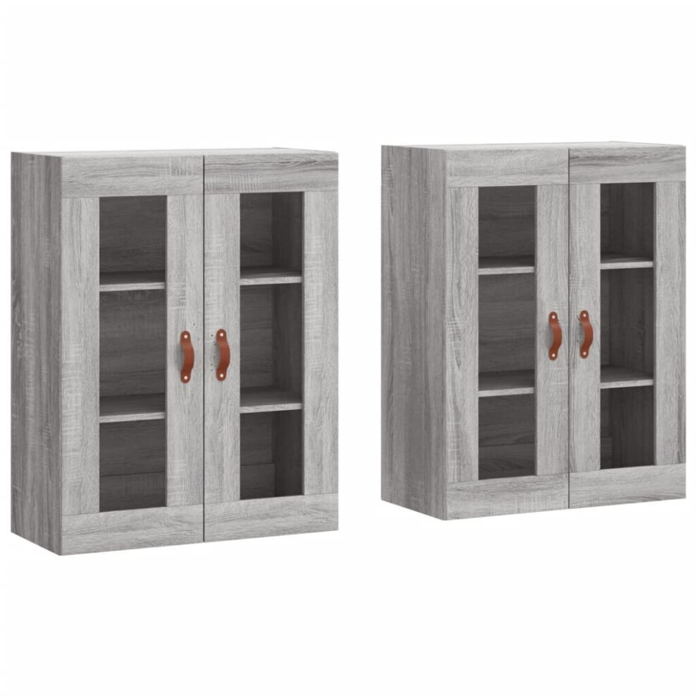 vidaXL Wall Mounted Cabinets Side Cabinet 2 pcs Grey Sonoma Engineered Wood