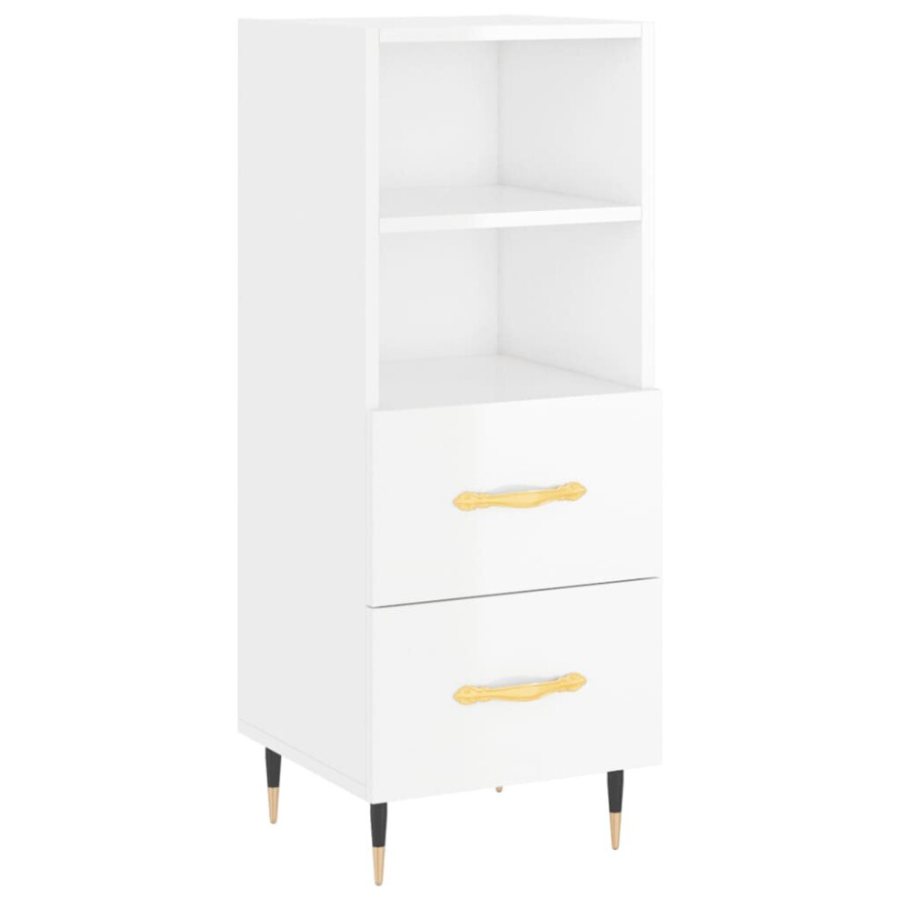 vidaXL Sideboard Storage Cabinet Cupboard High Gloss White Engineered Wood