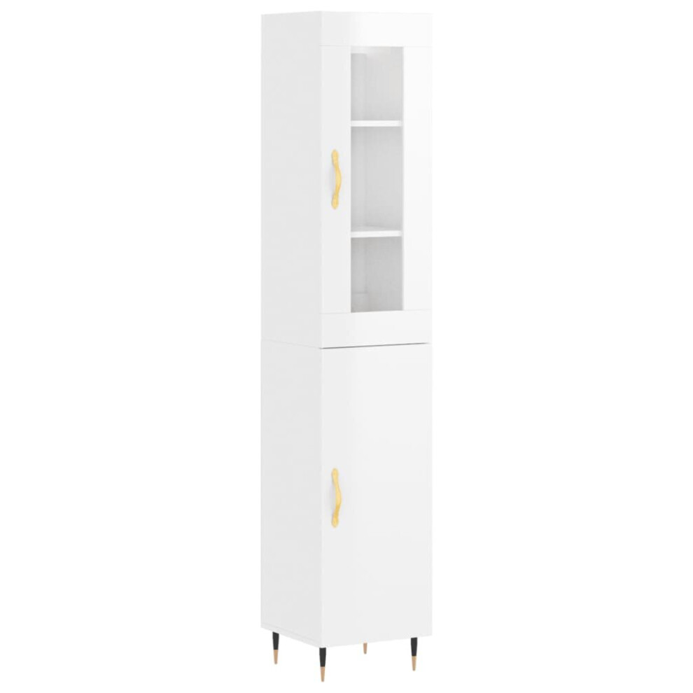 vidaXL Highboard Sideboard Cupboard Cabinet High Gloss White Engineered Wood