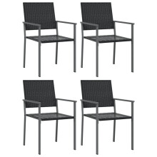 (4 pcs) vidaXL Garden Chairs Outdoor Dining Chair Wicker Chairs Black Poly Rattan