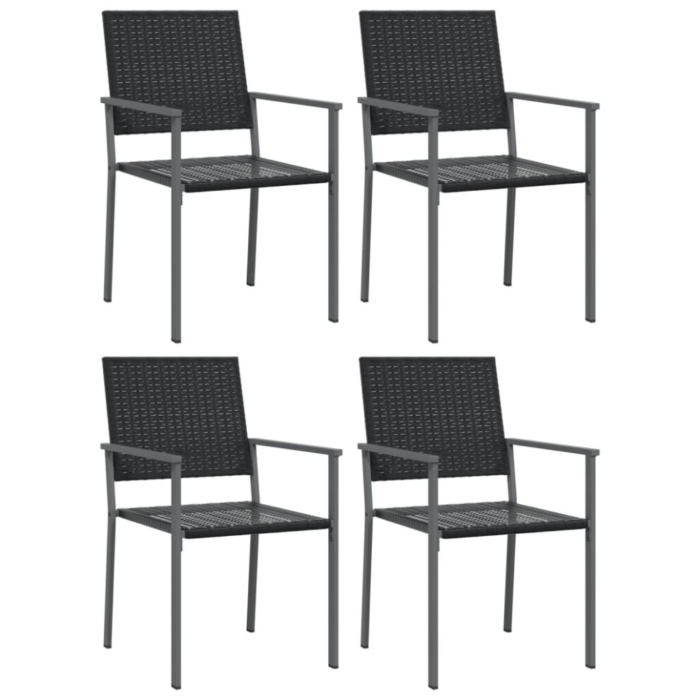 (4 pcs) vidaXL Garden Chairs Outdoor Dining Chair Dinner Chair 4 pcs Black Poly Rattan