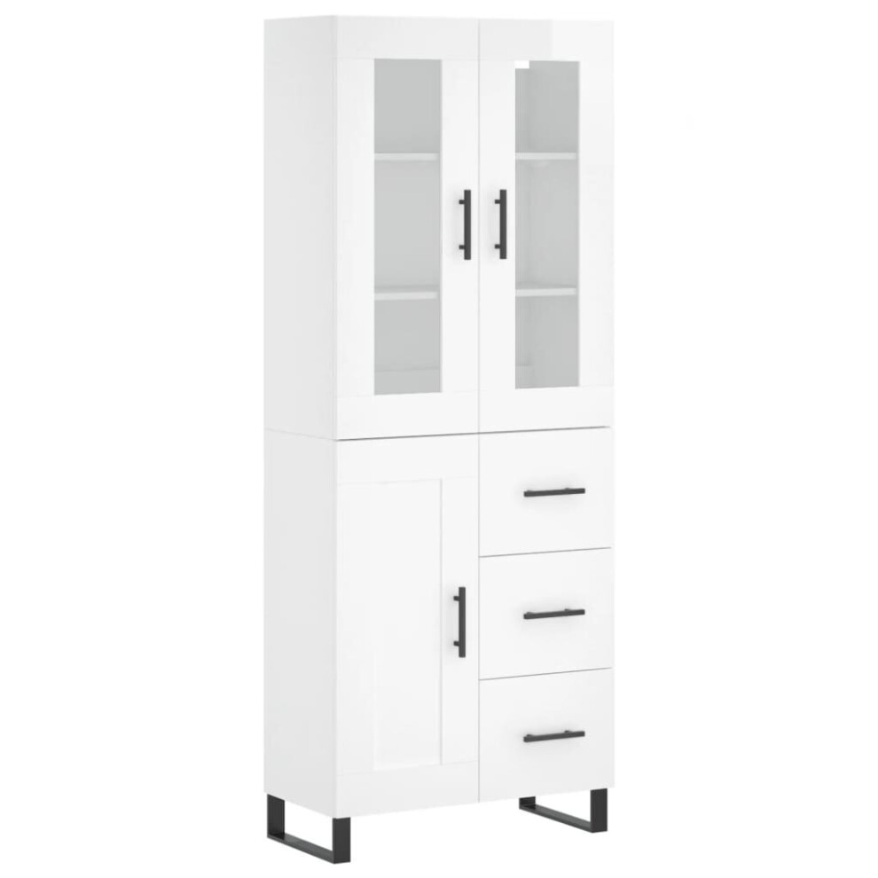 vidaXL Highboard Sideboard Cupboard Cabinet High Gloss White Engineered Wood