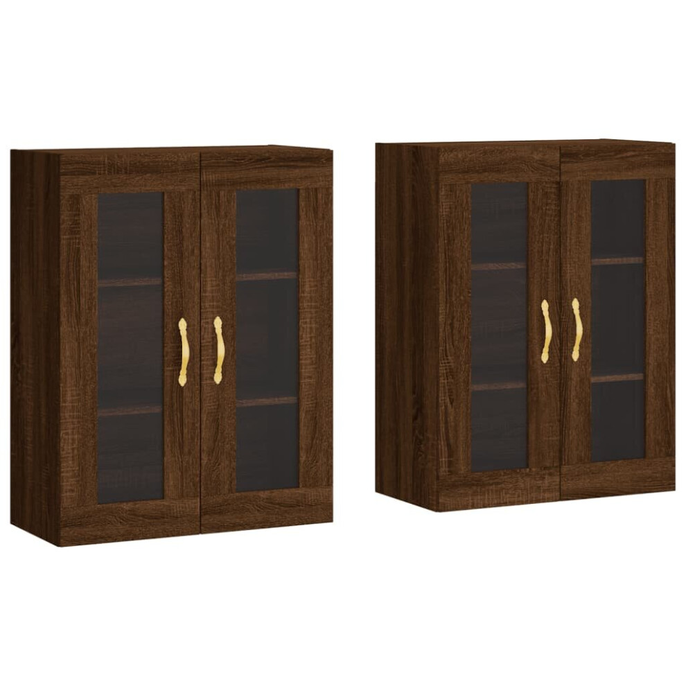 vidaXL Wall Mounted Cabinets Bathroom Cabinet 2 pcs Brown Oak Engineered Wood