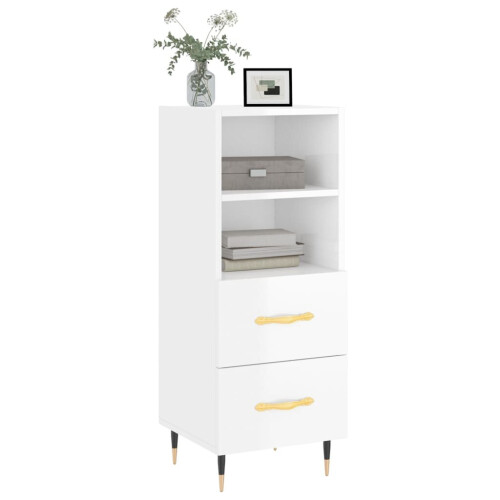 VidaXL vidaXL Sideboard Storage Cabinet Cupboard High Gloss White Engineered Wood 2