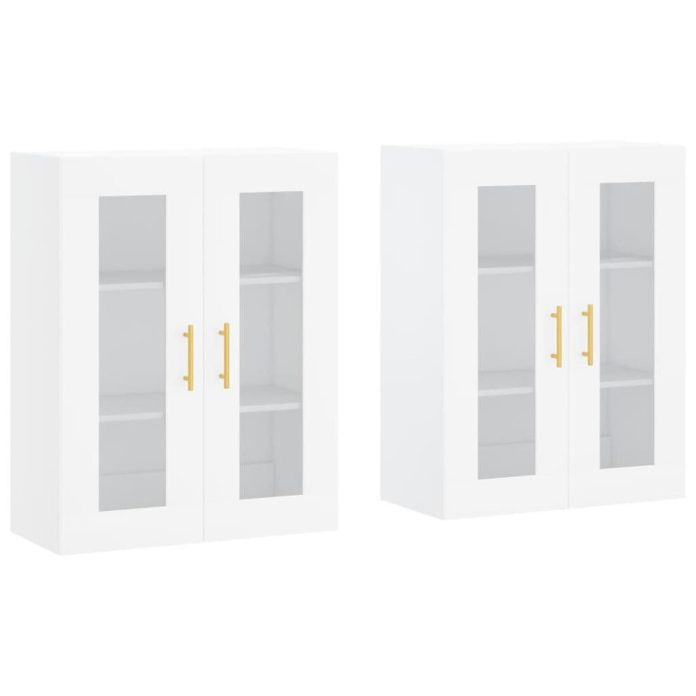 Vidaxl White Wall Mounted Cabinets Storage Wall Cupboard2 Pcs Engineered Wood