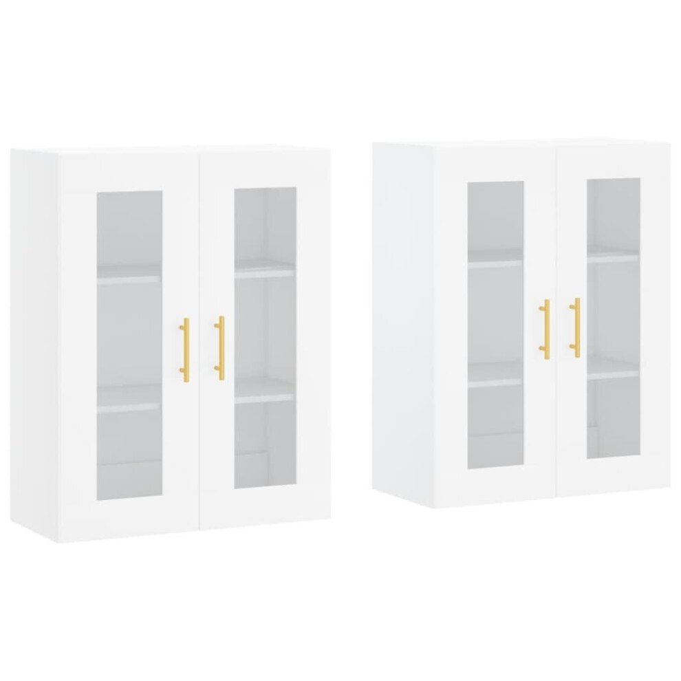 vidaXL Wall Mounted Cabinets Storage Wall Cupboard2 pcs White Engineered Wood