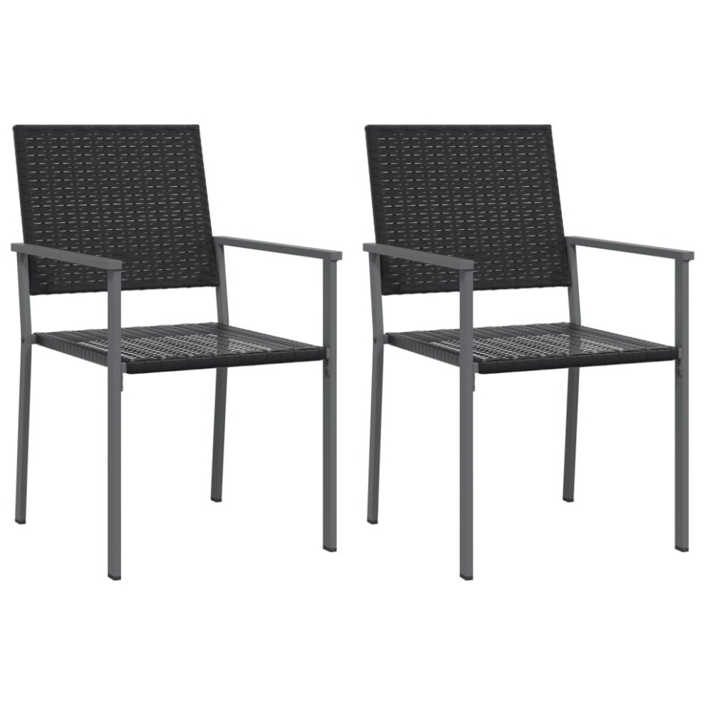 Vidaxl (2 Pcs) Garden Chairs Outdoor Dining Chair Wicker Chairs Black Poly Rattan