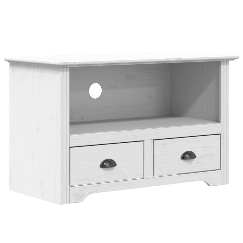 vidaXL TV Cabinet TV Stand with 2 Drawers Sideboard BODO White Solid Wood Pine