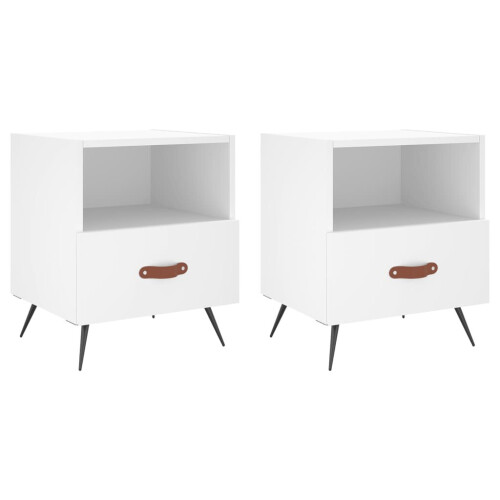 VidaXL (white, 2 pcs) vidaXL Bedside Cabinet Bed Table Nightstand Side Table Black Engineered Wood