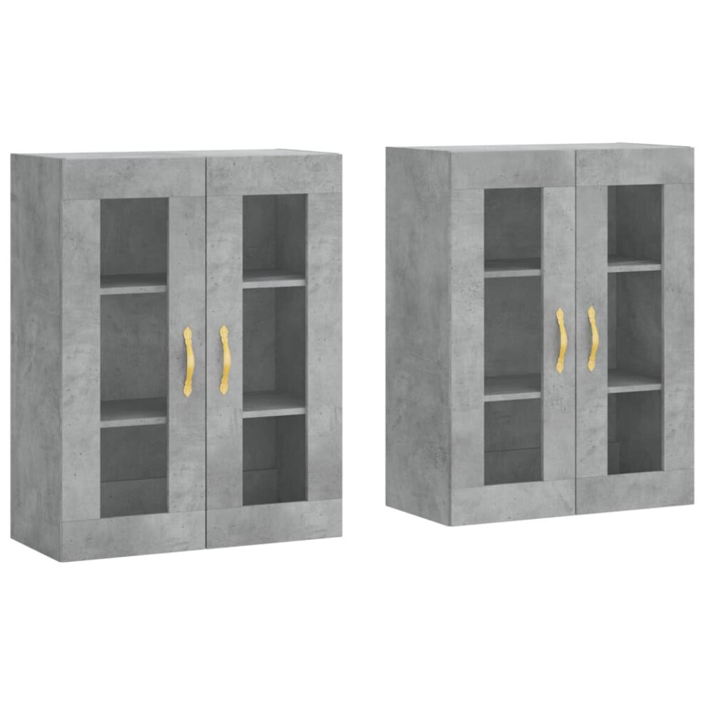 Vidaxl Wall Mounted Cabinets Cupboard 2 Pcs Concrete Grey Engineered Wood