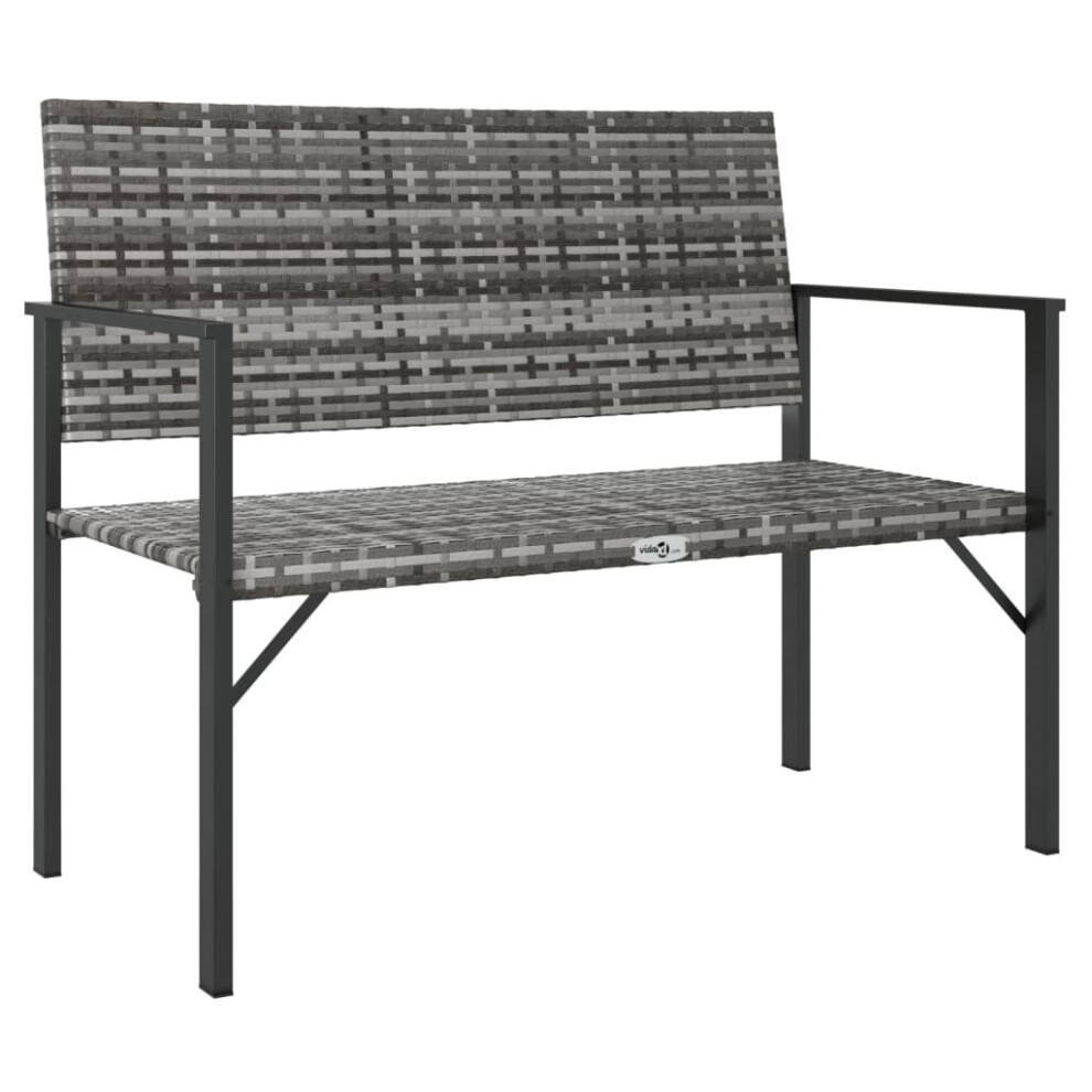 (grey) vidaXL 2-Seater Garden Bench Outdoor Bench Seat Patio Dining Bench Poly Rattan