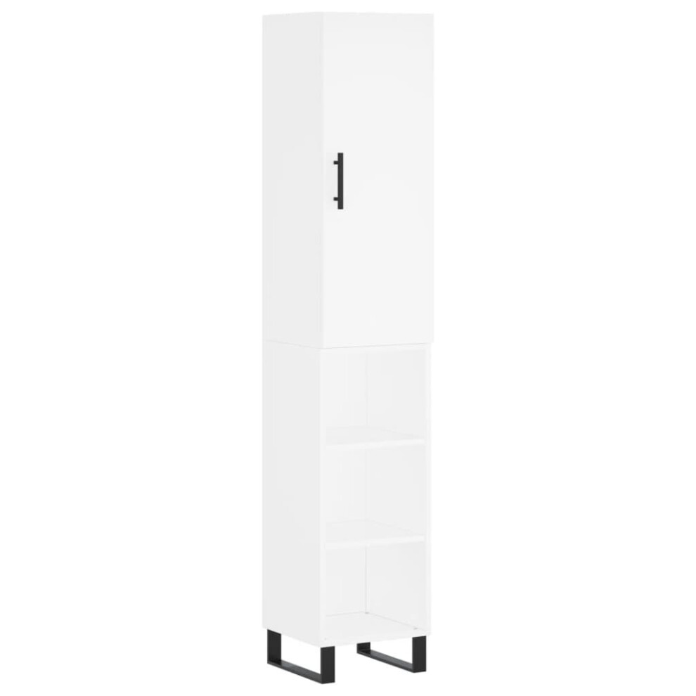 Vidaxl (White, 3 Shelves) Highboard Sideboard Cupboard Side Board Storage Cabinet Engineered Wood
