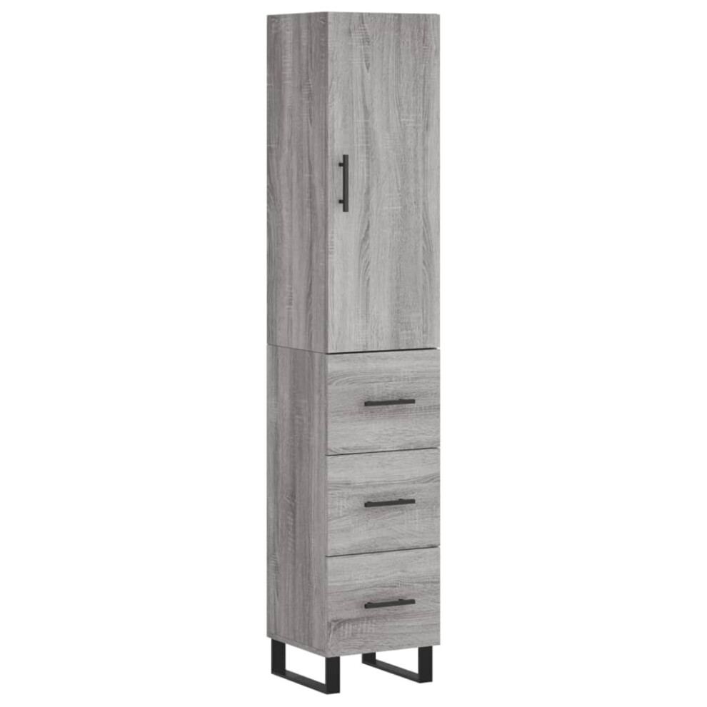 Vidaxl ( Sonoma, 3 Drawers) Highboard Sideboard Cupboard Side Board Storage Cabinet Engineered Wood Grey
