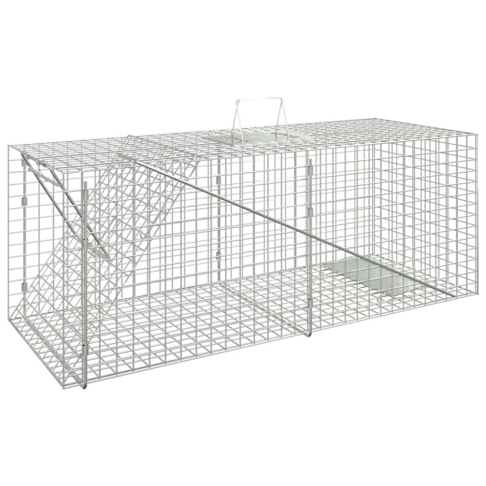 vidaXL Animal Trap Humane Rat Trap Cat Cage Trap Animal Cage Galvanised Iron