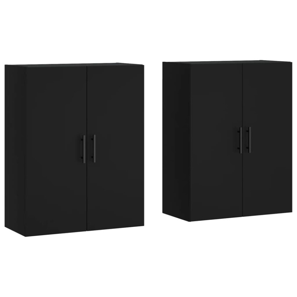 Vidaxl Wall Mounted Cabinets Wall Storage Cabinet Display Cabinet 2 Pcs Black