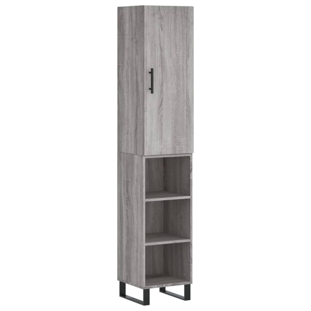 Vidaxl (Grey Sonoma, 3 Shelves) Highboard Sideboard Cupboard Side Board Storage Cabinet Engineered Wood