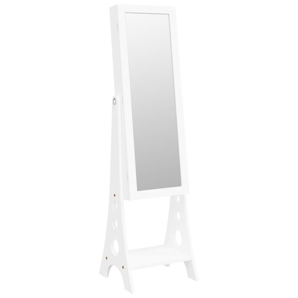 (white) vidaXL Mirror Jewellery Cabinet with LED Lights Free Standing Mirror White