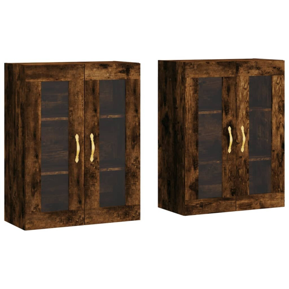 vidaXL Wall Mounted Cabinets Bathroom Cabinet 2 pcs Smoked Oak Engineered Wood