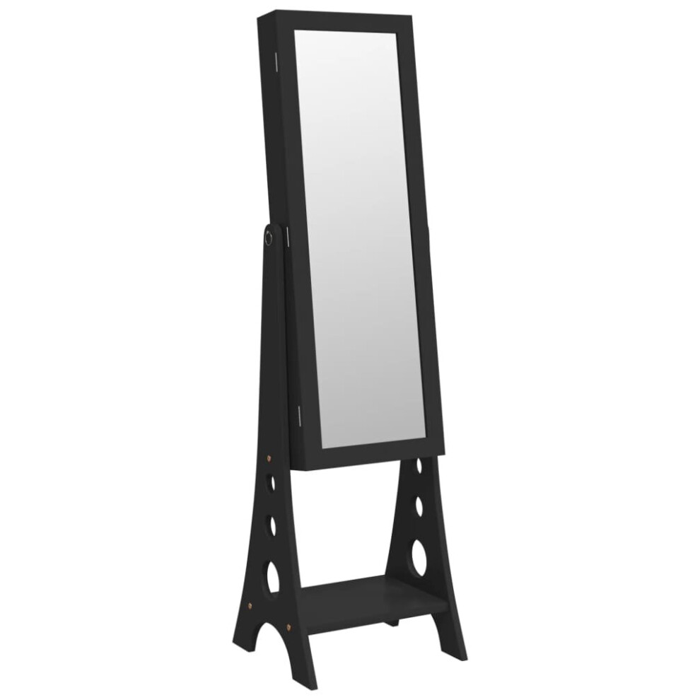 (black) vidaXL Mirror Jewellery Cabinet with LED Lights Free Standing Mirror White