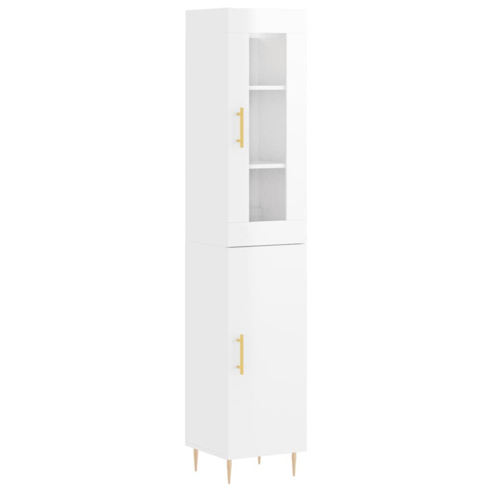 vidaXL Highboard Sideboard Cupboard Cabinet High Gloss White Engineered Wood