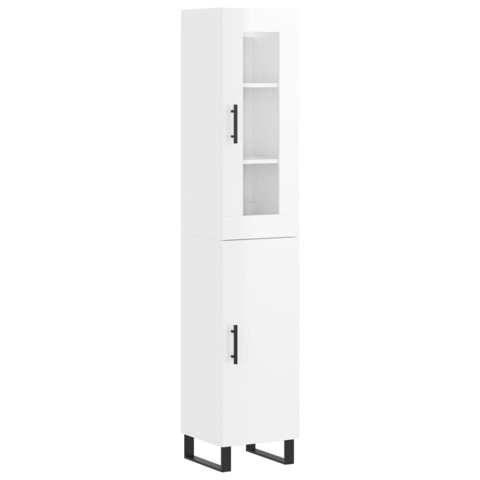 vidaXL Highboard Sideboard Cupboard Cabinet High Gloss White Engineered Wood