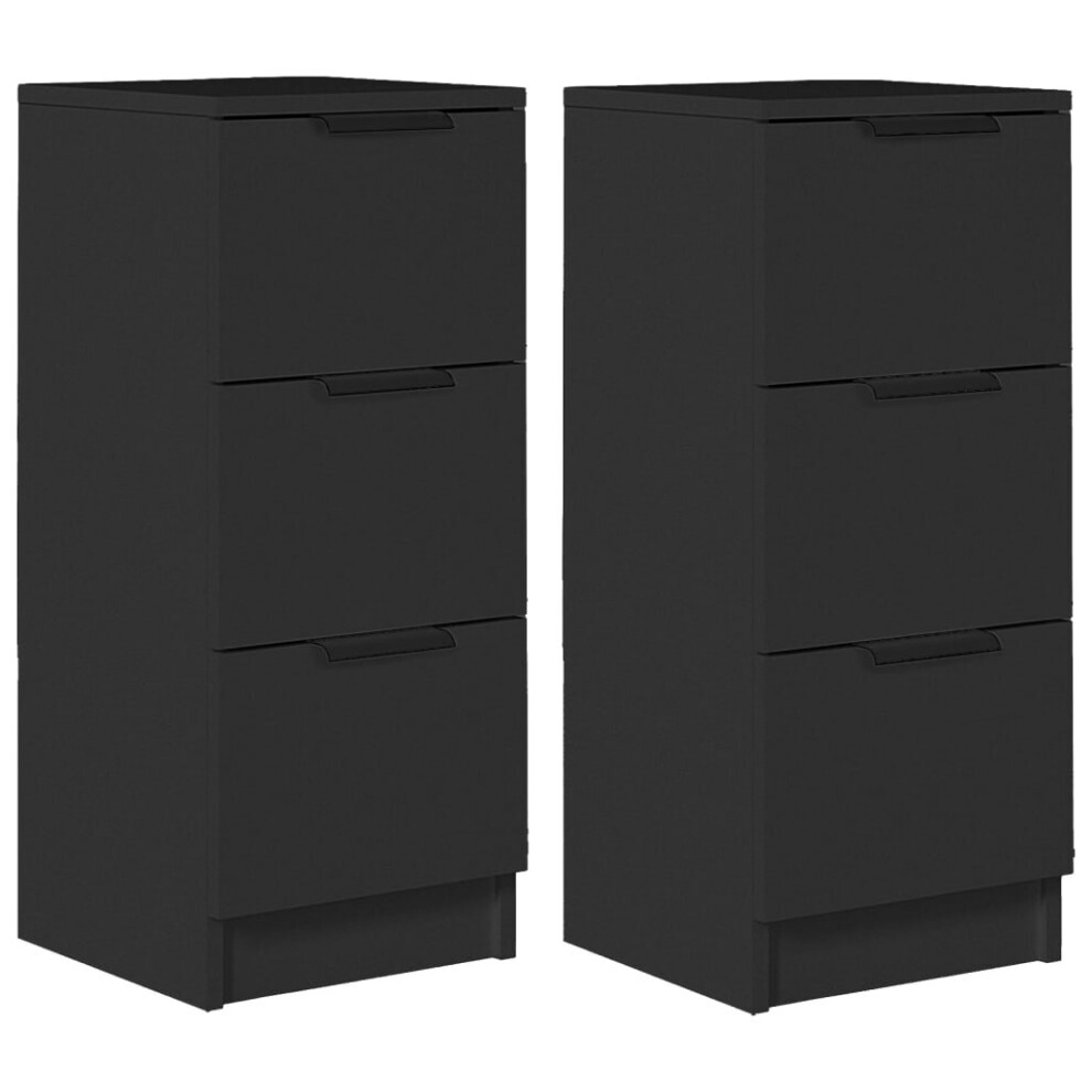 vidaXL Sideboards Side Cabinet Storage Cabinet 2 pcs Black Engineered Wood