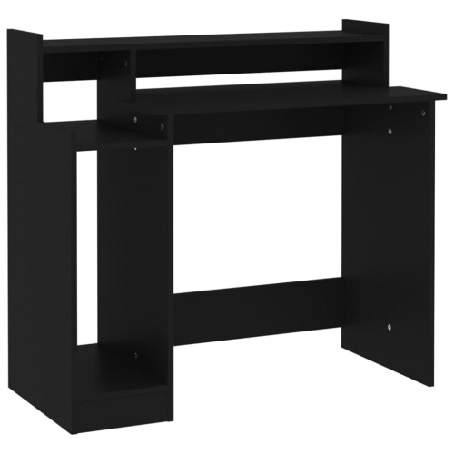 VidaXL vidaXL Desk Computer Table with LED Lights Work Table Black Engineered Wood 2