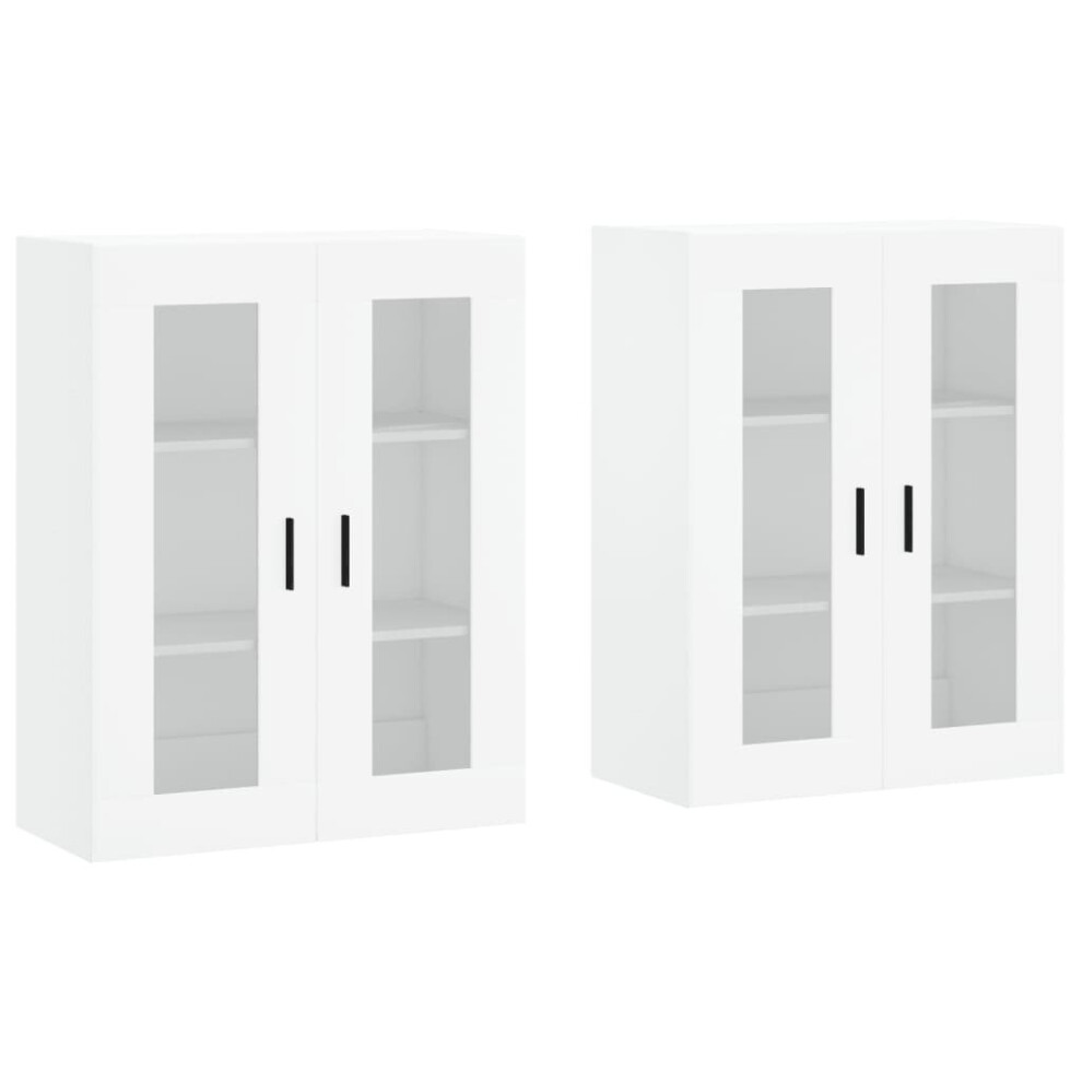 vidaXL Wall Mounted Cabinets Storage Wall Cupboard2 pcs White Engineered Wood