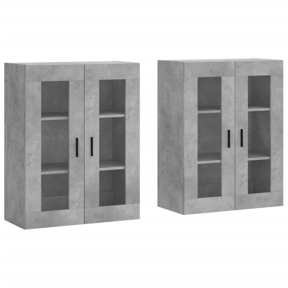 Vidaxl Grey Wall Mounted Cabinets Wall Cupboard2 Pcs Concrete Engineered Wood