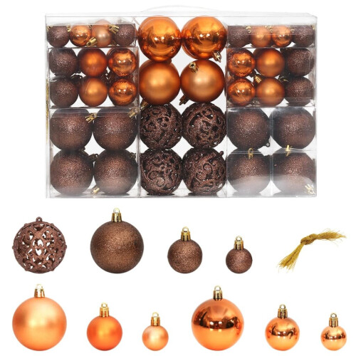 (brown)vidaXLChristmasBallSet100PieceTreeXmasHangingChristmasTreeBall