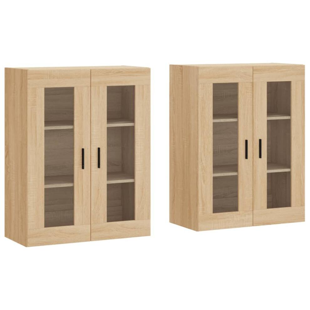 vidaXL Wall Mounted Cabinets Storage Cupboard2 pcs Sonoma Oak Engineered Wood